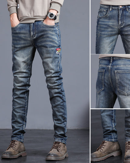 Youth Retro Embroidered Denim Pants