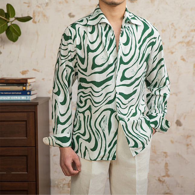 Linen Blended Breathable Draping Bow Tie Shirt