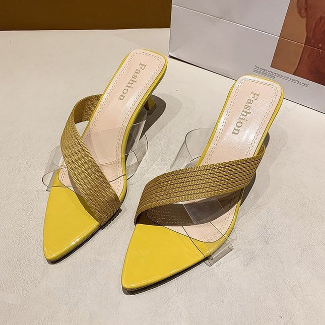 Pointed Stiletto Transparent Cross-strap Sandals And Slippers Women