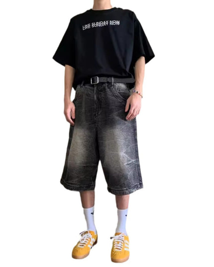 Loose Casual Straight-leg Washed Do The Old Cowboy Shorts Men