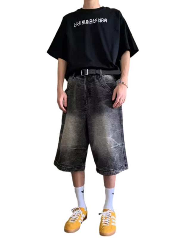 Loose Casual Straight-leg Washed Do The Old Cowboy Shorts Men