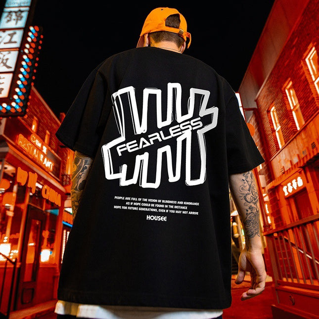 Hong Kong Style Fashion Hip Hop Short Sleeve T-shirt