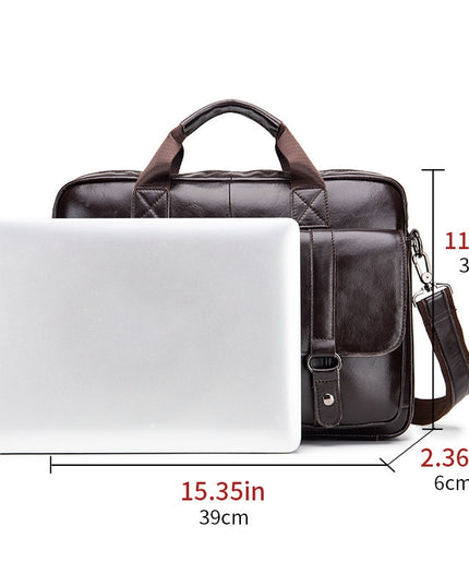 Cowhide Men's Briefcase Business Large Capacity Handbag