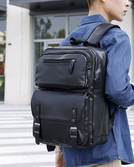 High-end Leather Texture Business Large Capacity Backpack