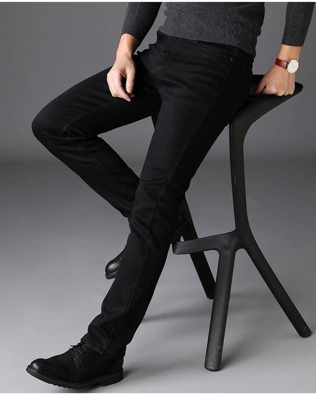 New Men's Jeans Slim Straight Black Pants For Men