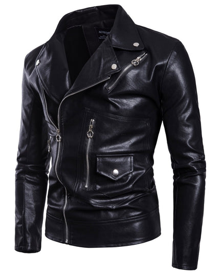 Men's Motorcycle Multi Zip Leather Coat