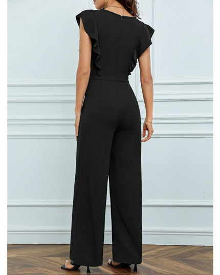 Women's High Waist Ruffles Wide Leg Jumpsuit