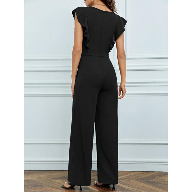 Women's High Waist Ruffles Wide Leg Jumpsuit