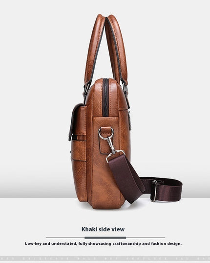 Men’s Laptop Briefcase | Computer Crossbody Business Bag, PU Leather