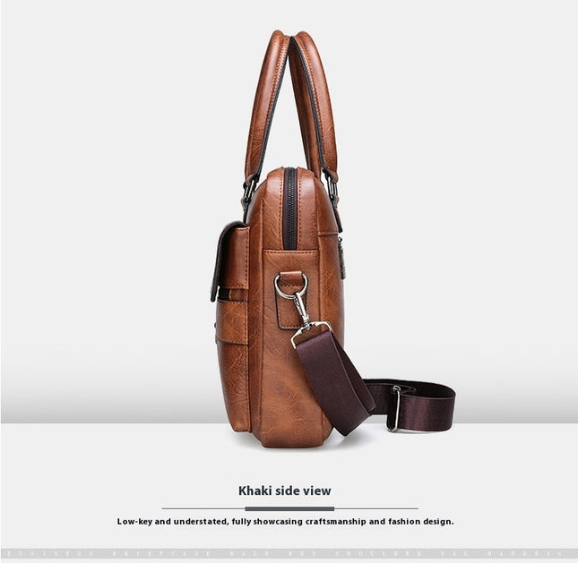 Men’s Laptop Briefcase | Computer Crossbody Business Bag, PU Leather