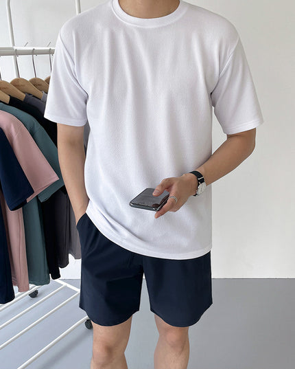 Summer Korean Version Of The Loose Trend Of Casual Solid Color Cotton Linen Half-sleeve Body Shirt