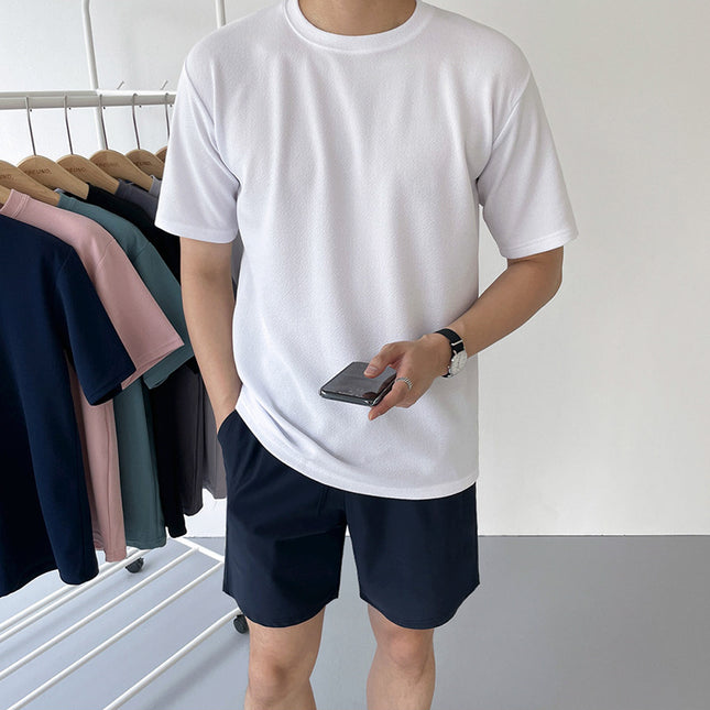 Summer Korean Version Of The Loose Trend Of Casual Solid Color Cotton Linen Half-sleeve Body Shirt
