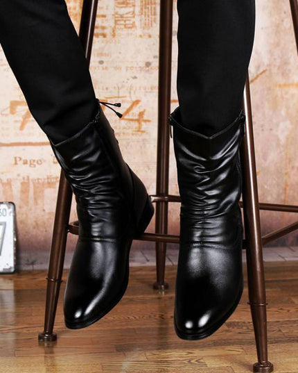 British Fashion Leather Pointed Men's Boots