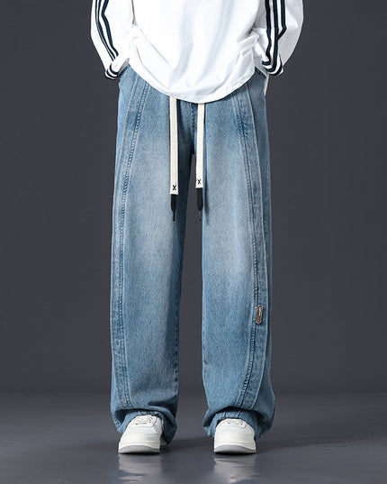Retro Patchwork Washed Oversized Jeans Men
