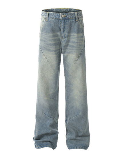 Washed Distressed Casual Jeans Straight Loose Thin Simple