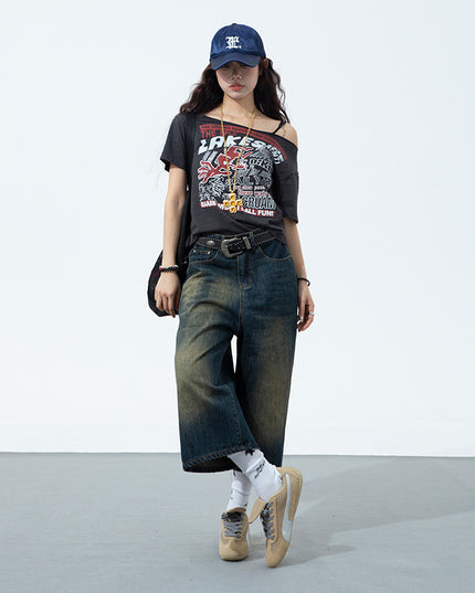 Fashion American Retro Wide Leg Jeans For Women