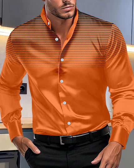 Four-sided Stretch Dotted Prints Daily Casual Stand Collar Long-sleeved Shirt