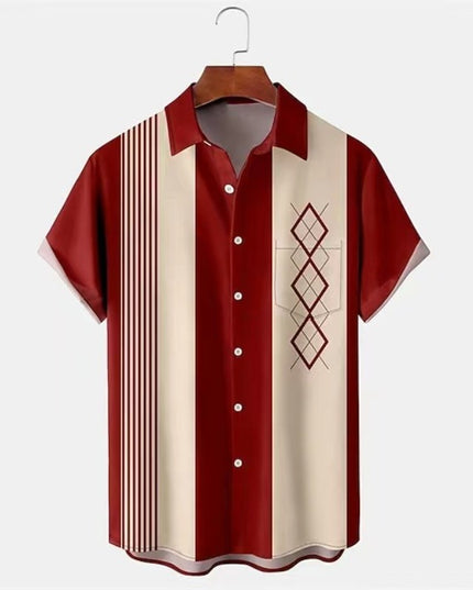 Men's Casual Slim Beach 3D Printed Short Sleeve Shirt