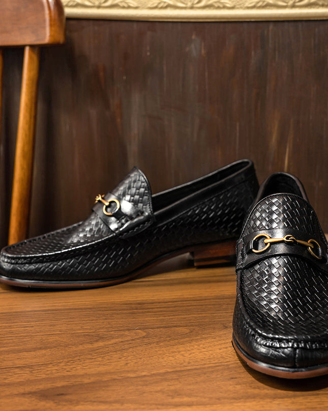 Business Casual Men's Woven Loafers Leather Shoes Men's Shoes