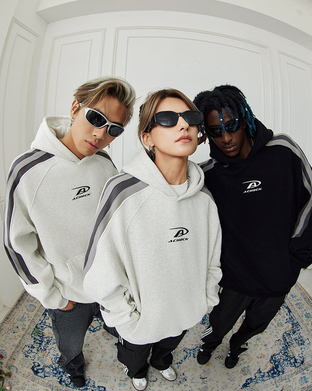 Ins American Stitching Thickening Hooded Autumn Winter Sweater