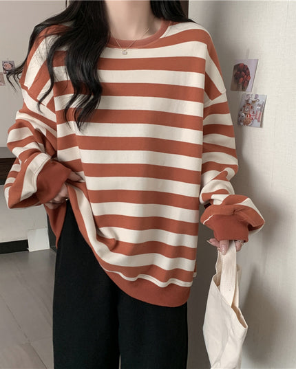 Retro Printed Crew Neck Sweatshirt Women