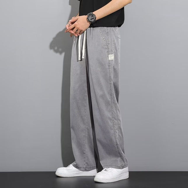 Men's Straight Tube Loose Ice Silk Wide Leg Pants
