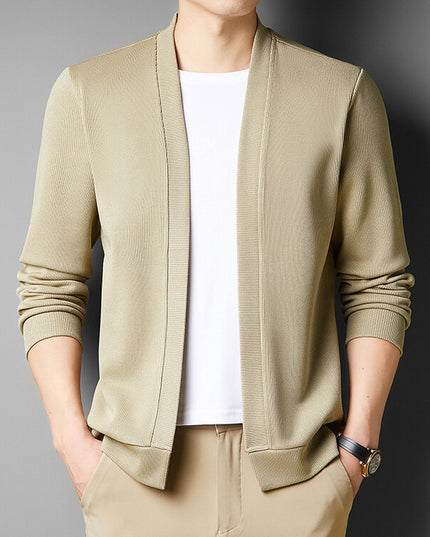 Spring New Fake Two-piece Men's Long-sleeved Knitted Cardigan