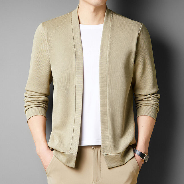 Spring New Fake Two-piece Men's Long-sleeved Knitted Cardigan