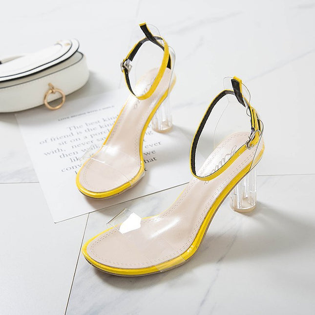Korean Style Transparent Crystal High Heel Sandals