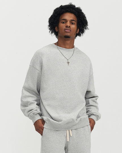 Fleece-lined Crew Neck Sweater Men's Loose Heavy Thickening