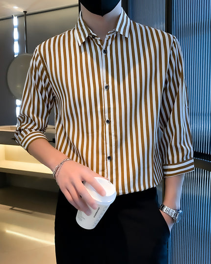 Light Cooked Style Shirt For Men With Black And White Stripes