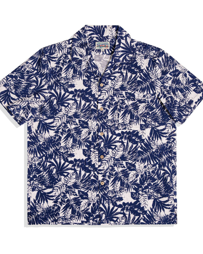 Vintage Printed Seersucker Cuban Collar Shirt