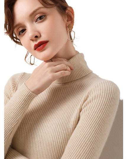 Simple Temperament High Collar Sweater Women's FallWinter Slim Short Pullover