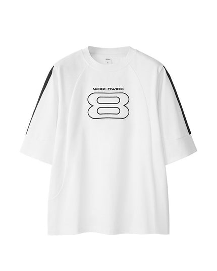 Stitching Sports Embroidery T-shirt American Style Loose Short Sleeve
