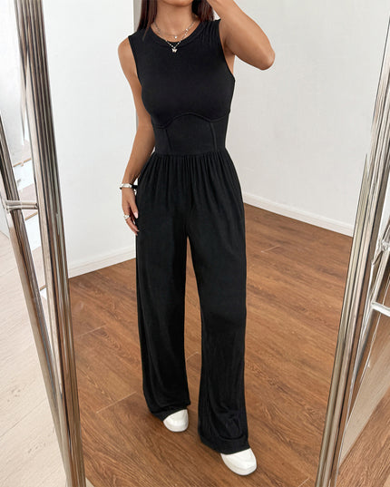 Y2g Hot Girl Style Waist-tied Solid Color Jumpsuit Women's Clothing