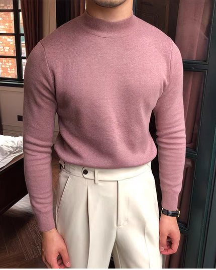 Homemade Winter Pullover Keep Warm Knitted Mock Neck Sweater