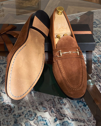 Soft Structure Suede Horsebit Slip On Shoes For Men