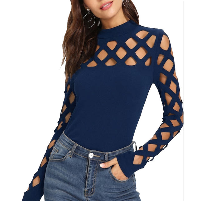 Round neck hollow long sleeve