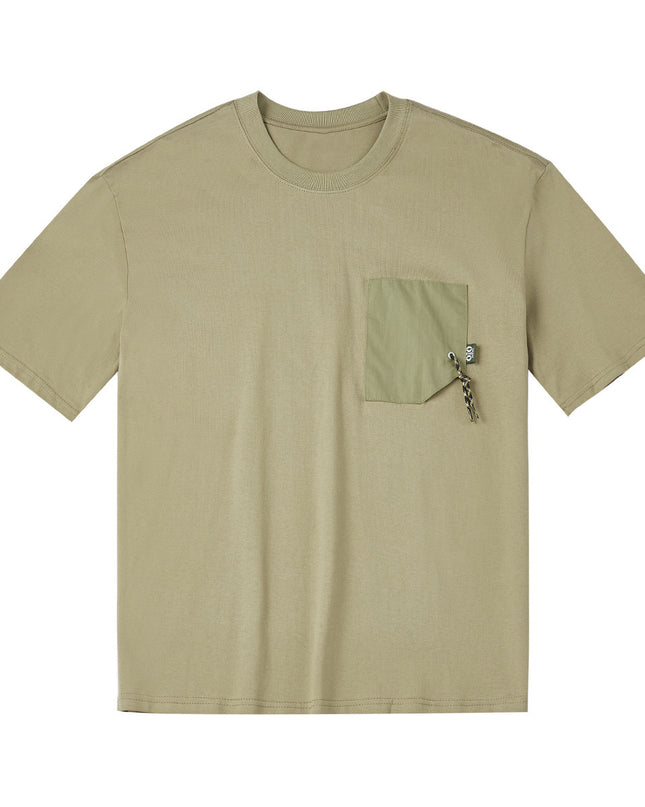 Contrast Color Patch Pocket Short Sleeve Heavy Cotton