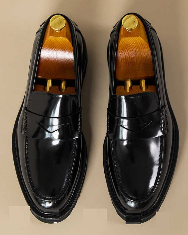 Handmade Slip-on Thick Bottom Increased By Business Casual Leather Shoes