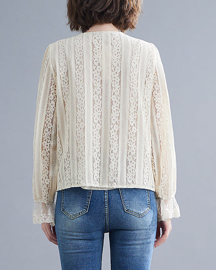 Women's V-neck Loose And Slim Lace Shirt
