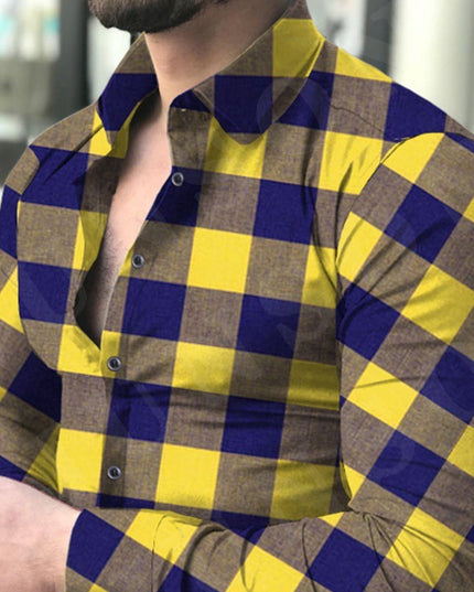 European And American Men's Long-sleeved Shirt Printing