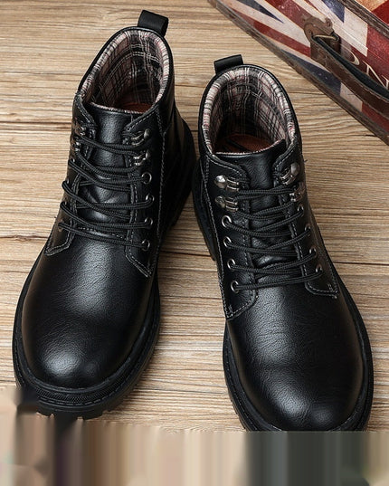 Men's Autumn Leisure Tooling Middle Tube Non-slip Wear-resistant Leather Boots