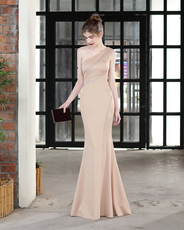 Toast Dress Bride Long One-shoulder Thank You Banquet Slim Fishtail Skirt