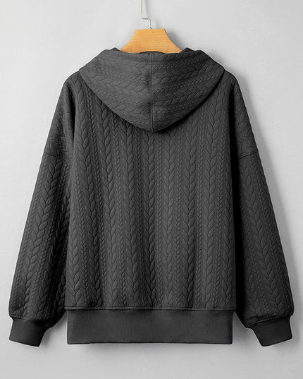 Twist Texture Solid Color Casual Hoodie Sweater Top