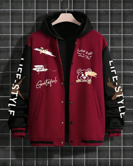 Men's Baseball Uniforms Coat American High Street Pu Baggy Casual Jacket