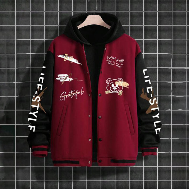 Men's Baseball Uniforms Coat American High Street Pu Baggy Casual Jacket
