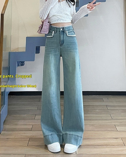 Women's Lace-trim Wide-leg Jeans