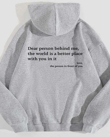 Letter Printing Versatile Casual Long Sleeve Pullover Loose Hooded