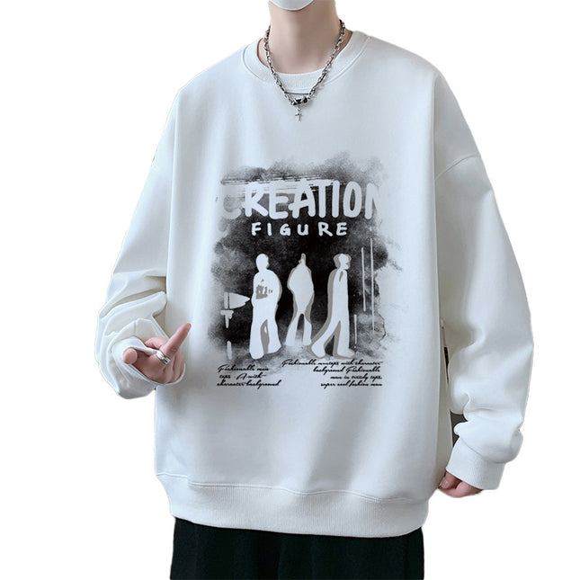 Autumn And Winter Brushed Hoody Pu Handsome Long Sleeve